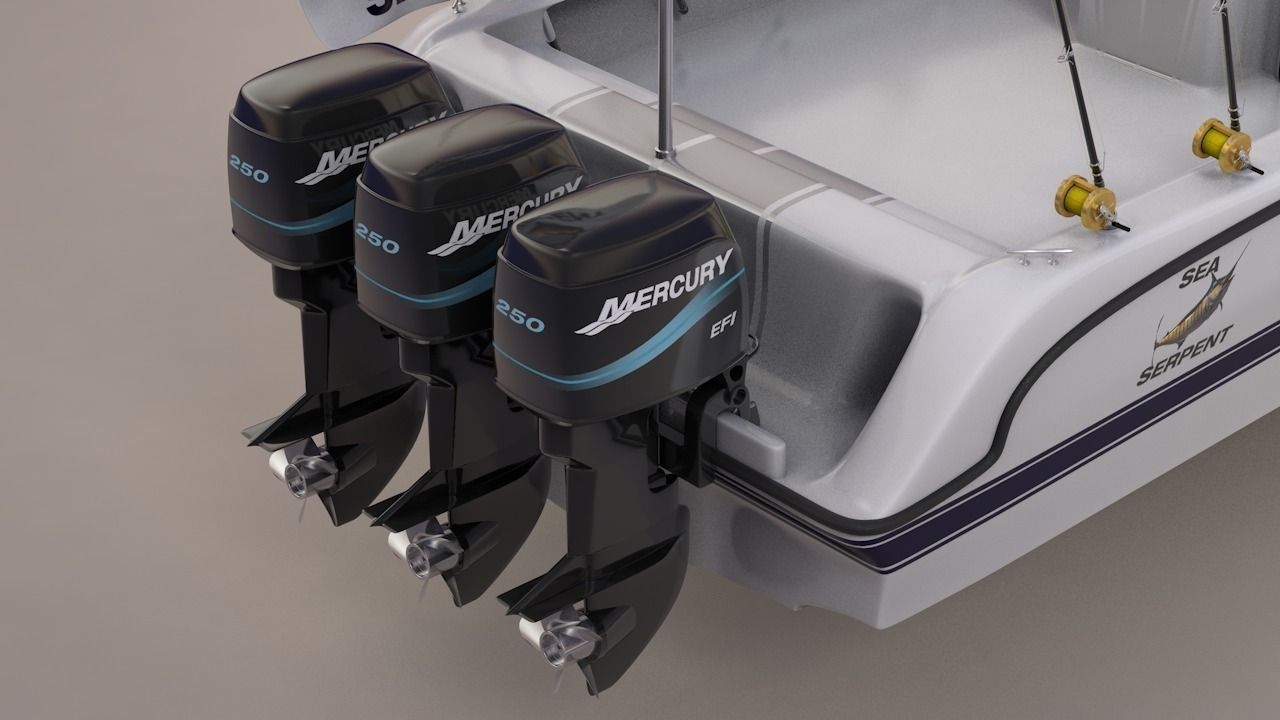 Boston Whaler Center Console Sport Fishing Boat Low-poly 3D model_8