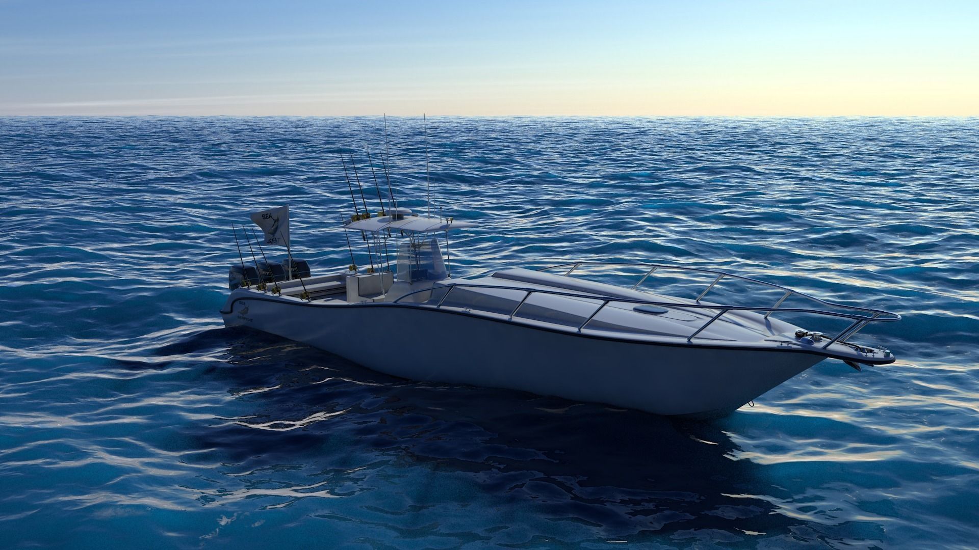 Boston Whaler Center Console Sport Fishing Boat Low-poly 3D model_2