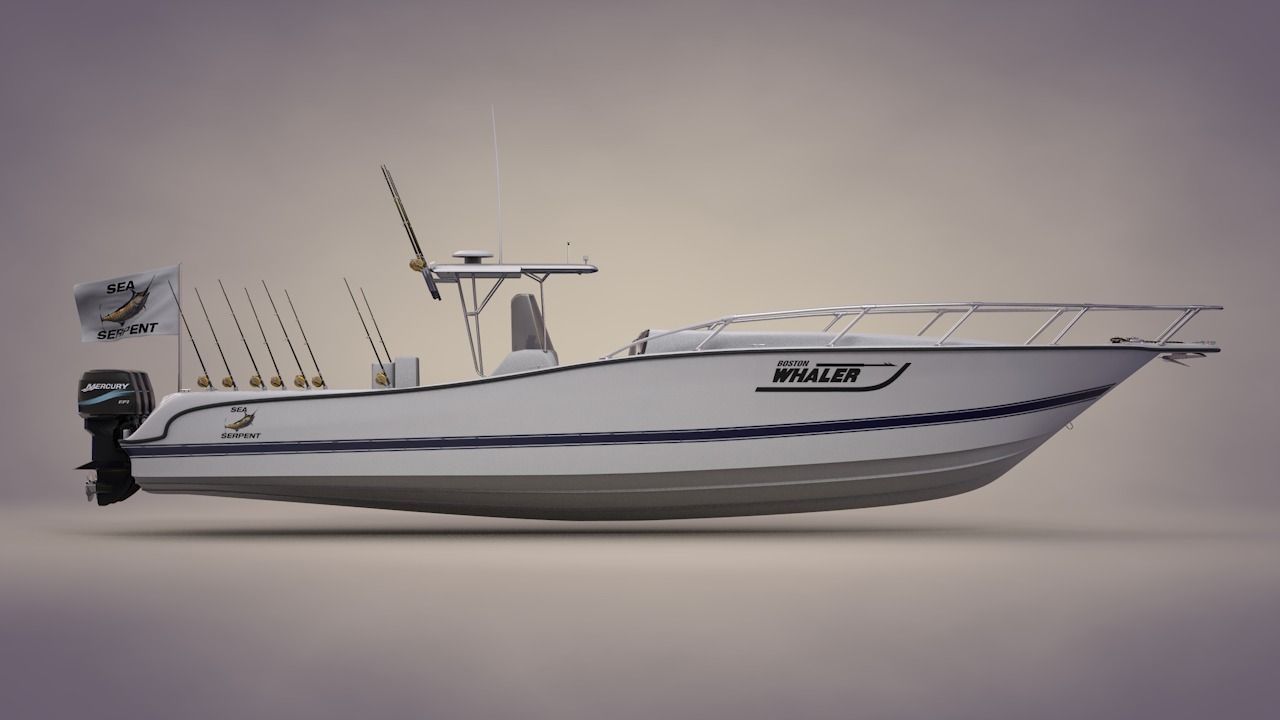 Boston Whaler Center Console Sport Fishing Boat Low-poly 3D model_5