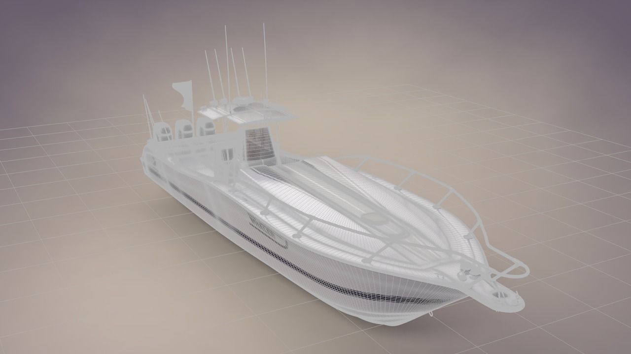 Boston Whaler Center Console Sport Fishing Boat Low-poly 3D model_4