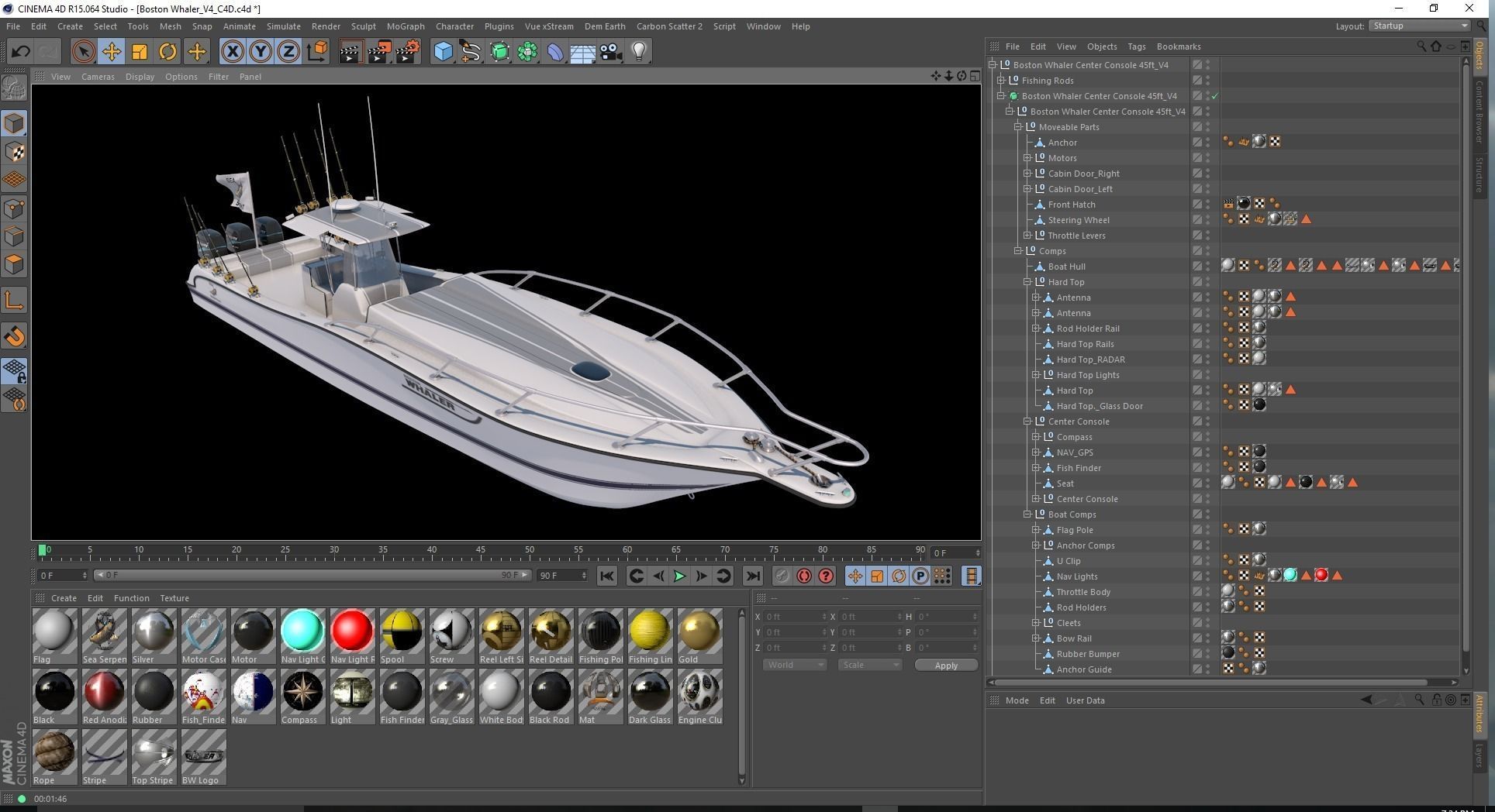 Boston Whaler Center Console Sport Fishing Boat Low-poly 3D model_15