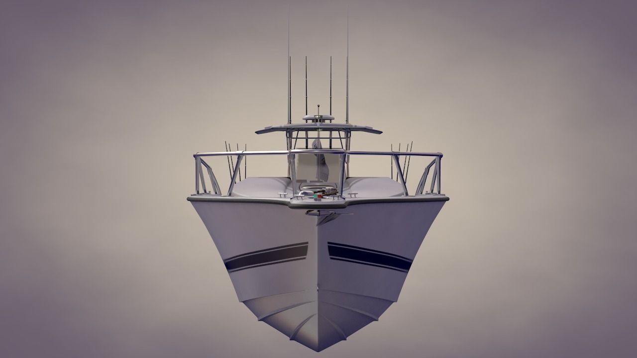 Boston Whaler Center Console Sport Fishing Boat Low-poly 3D model_12