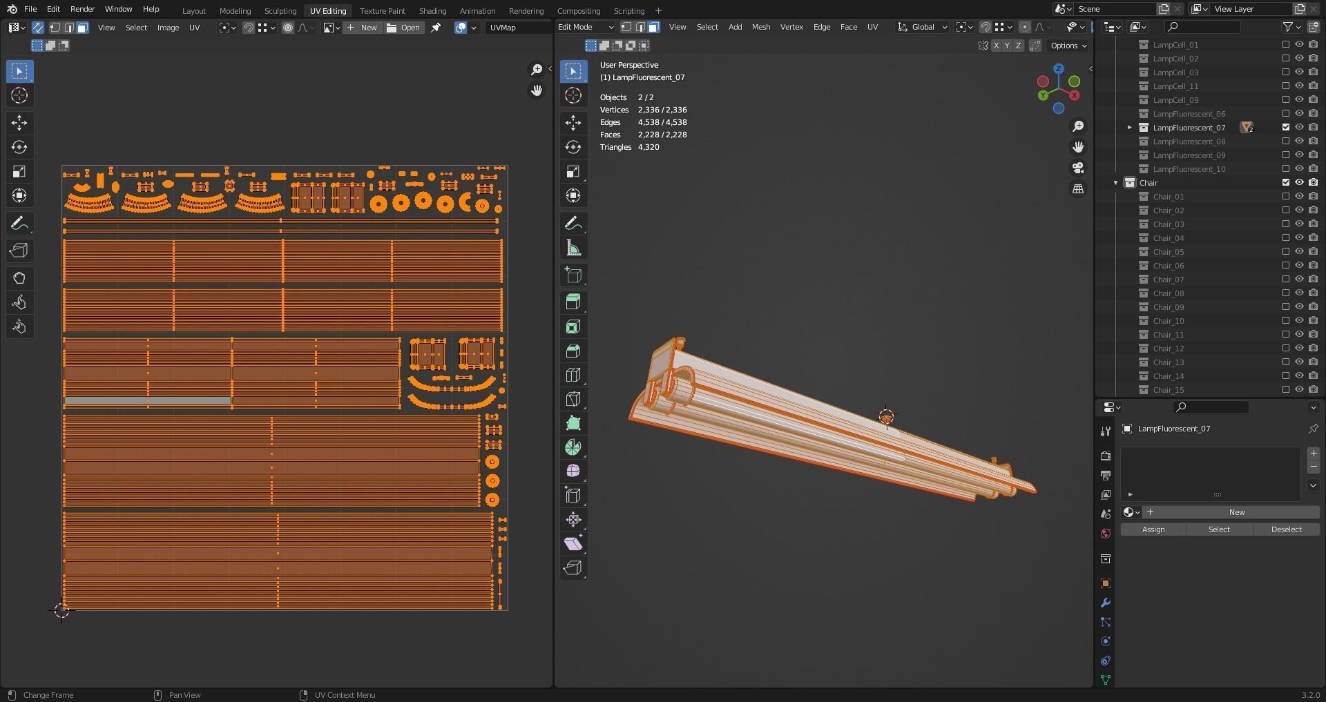 Fluorescent Lamp 07 Low-poly 3D model_11
