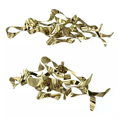 Modern Abstract Wavy Lines   Wall Decor Irregular Art in Gold 3D model