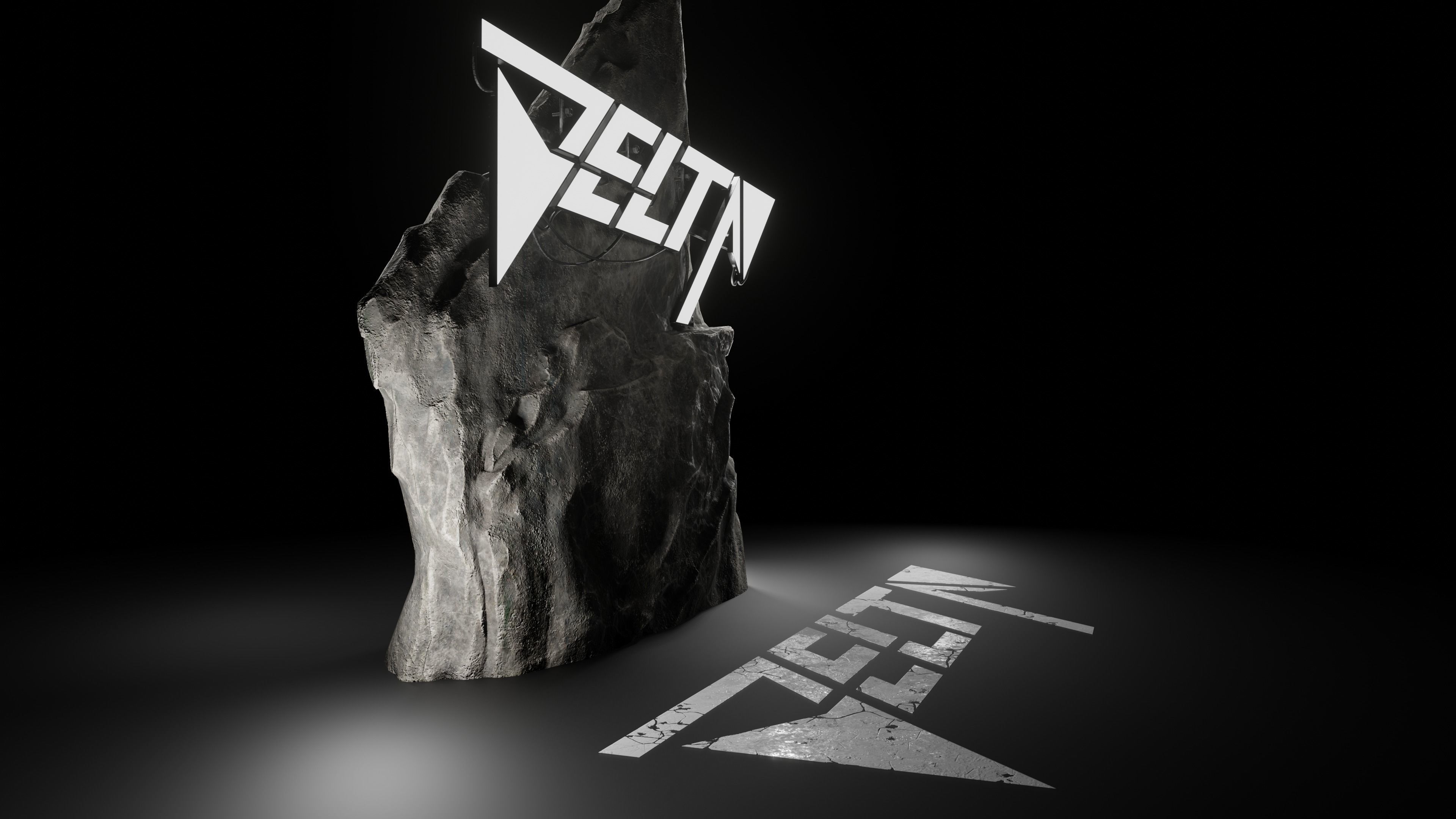 Delta facade logo signboard and decal Low-poly 3D model_3