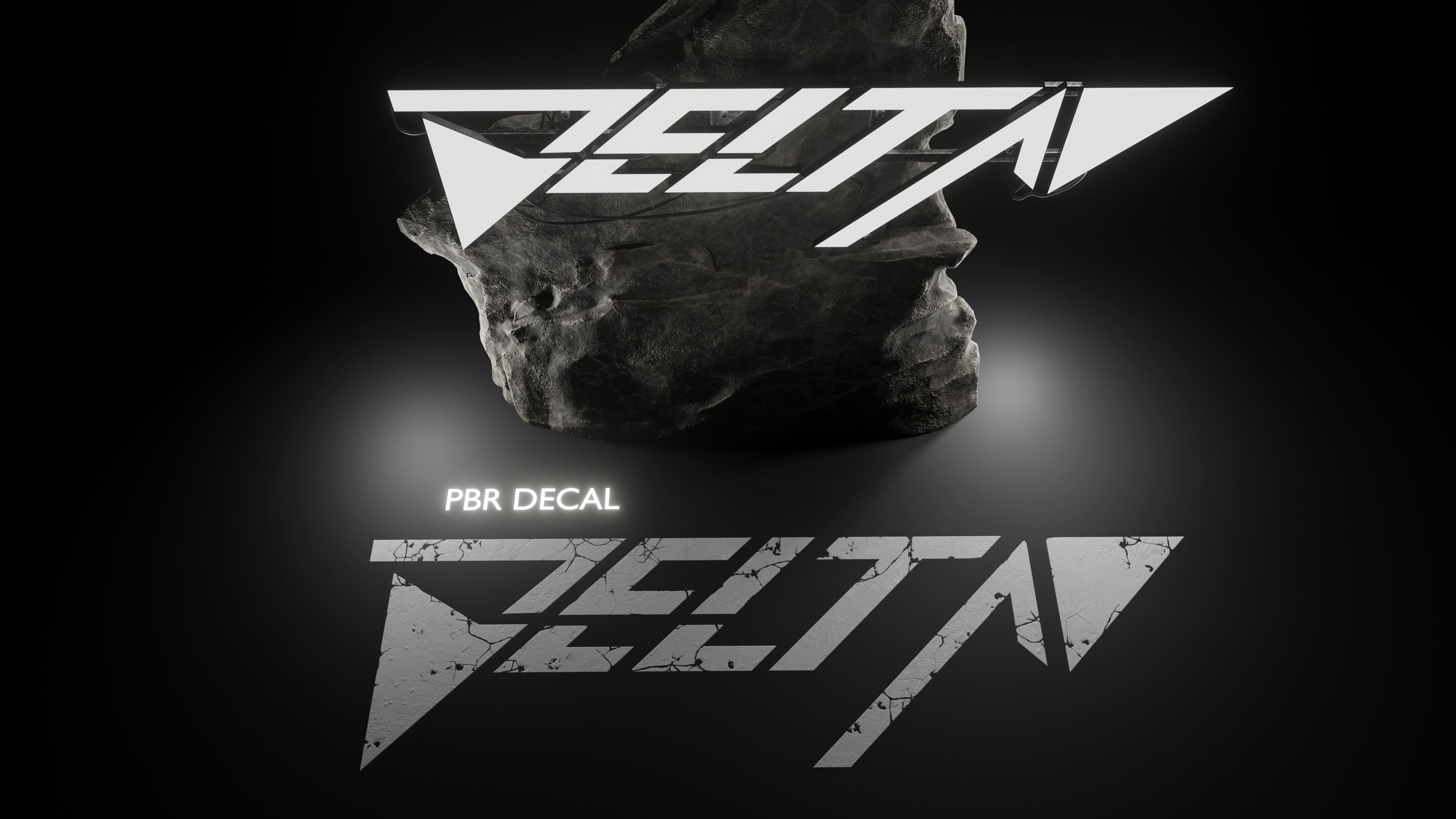 Delta facade logo signboard and decal Low-poly 3D model_1