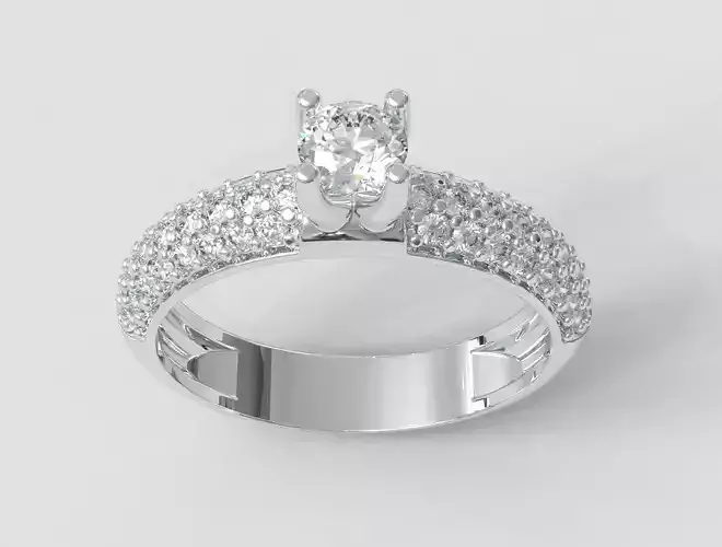 Solitaire Ring 4mm Diamond 3D print model