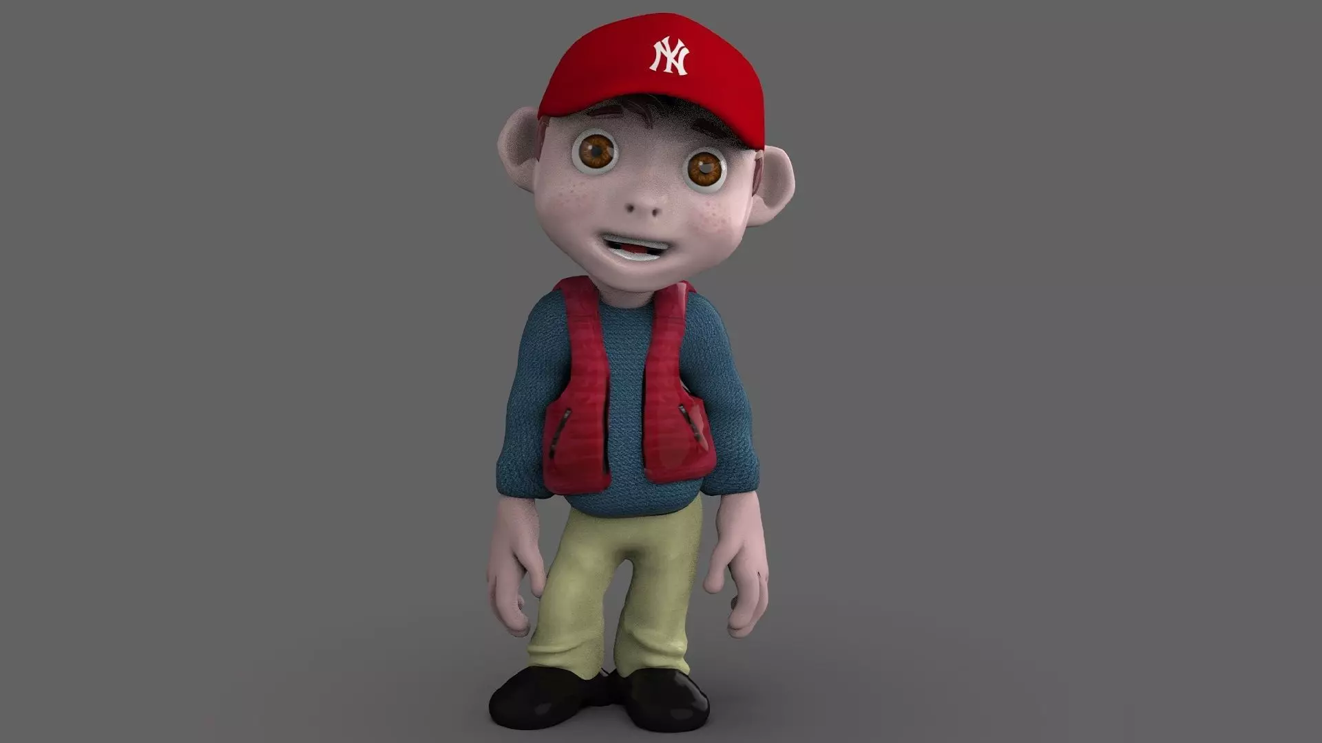 Boy Cartoon  Low-poly 3D model_0