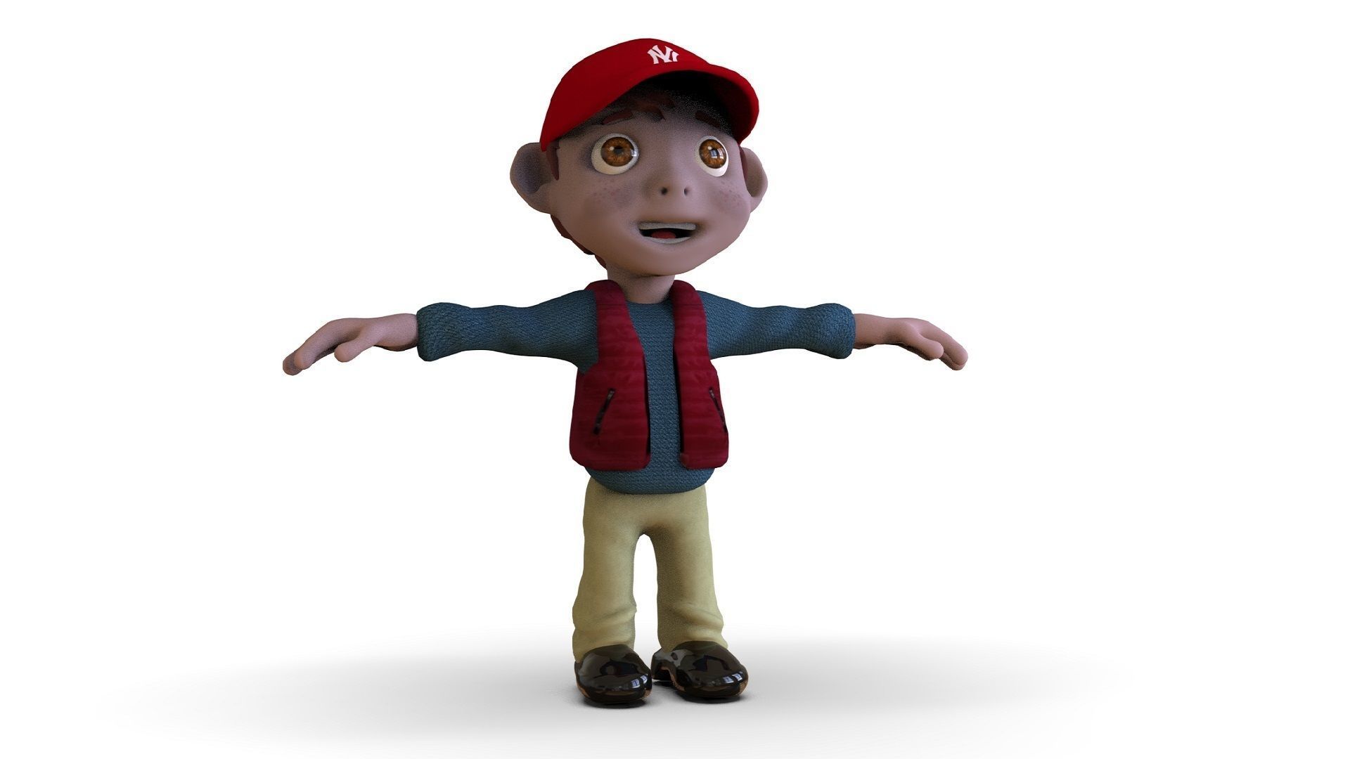 Boy Cartoon  Low-poly 3D model_5