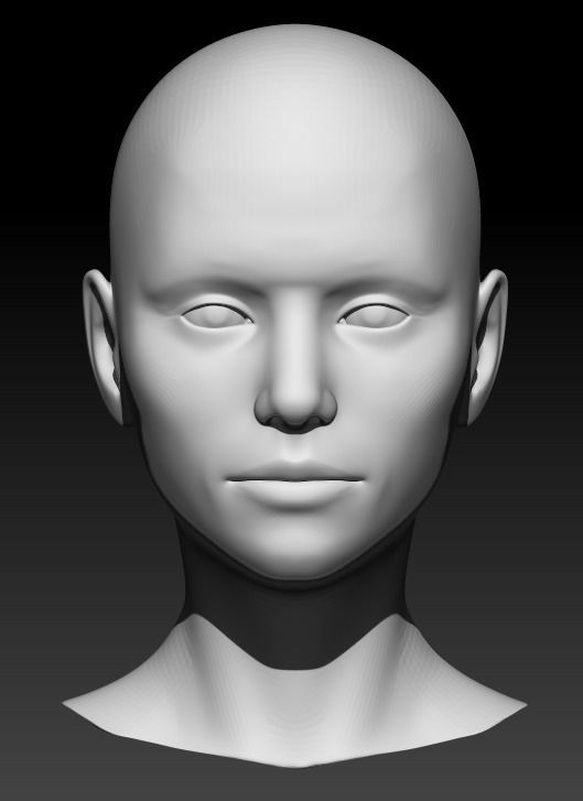 Female head base mesh 15 3D model_1
