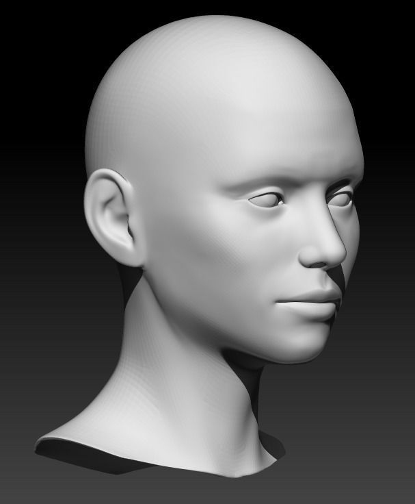 Female head base mesh 15 3D model_5