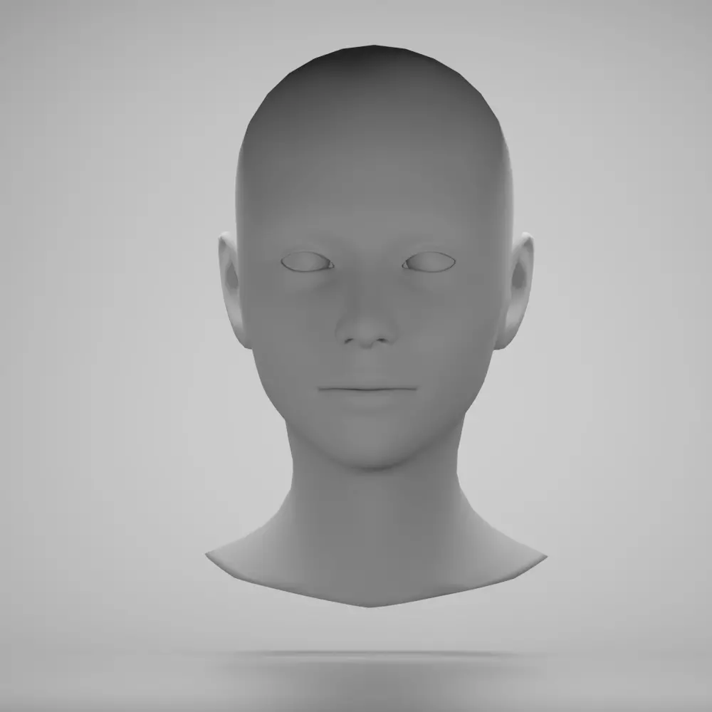 Female head base mesh 15 3D model_0