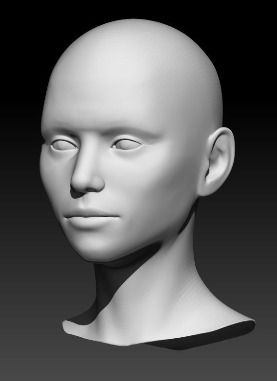 Female head base mesh 15 3D model_2