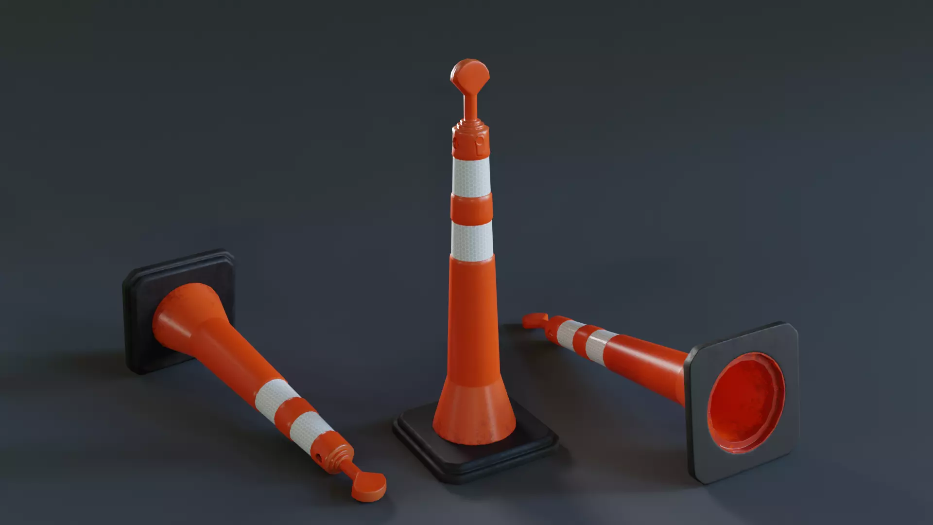 Cone Balizador T Low-poly 3D model_0
