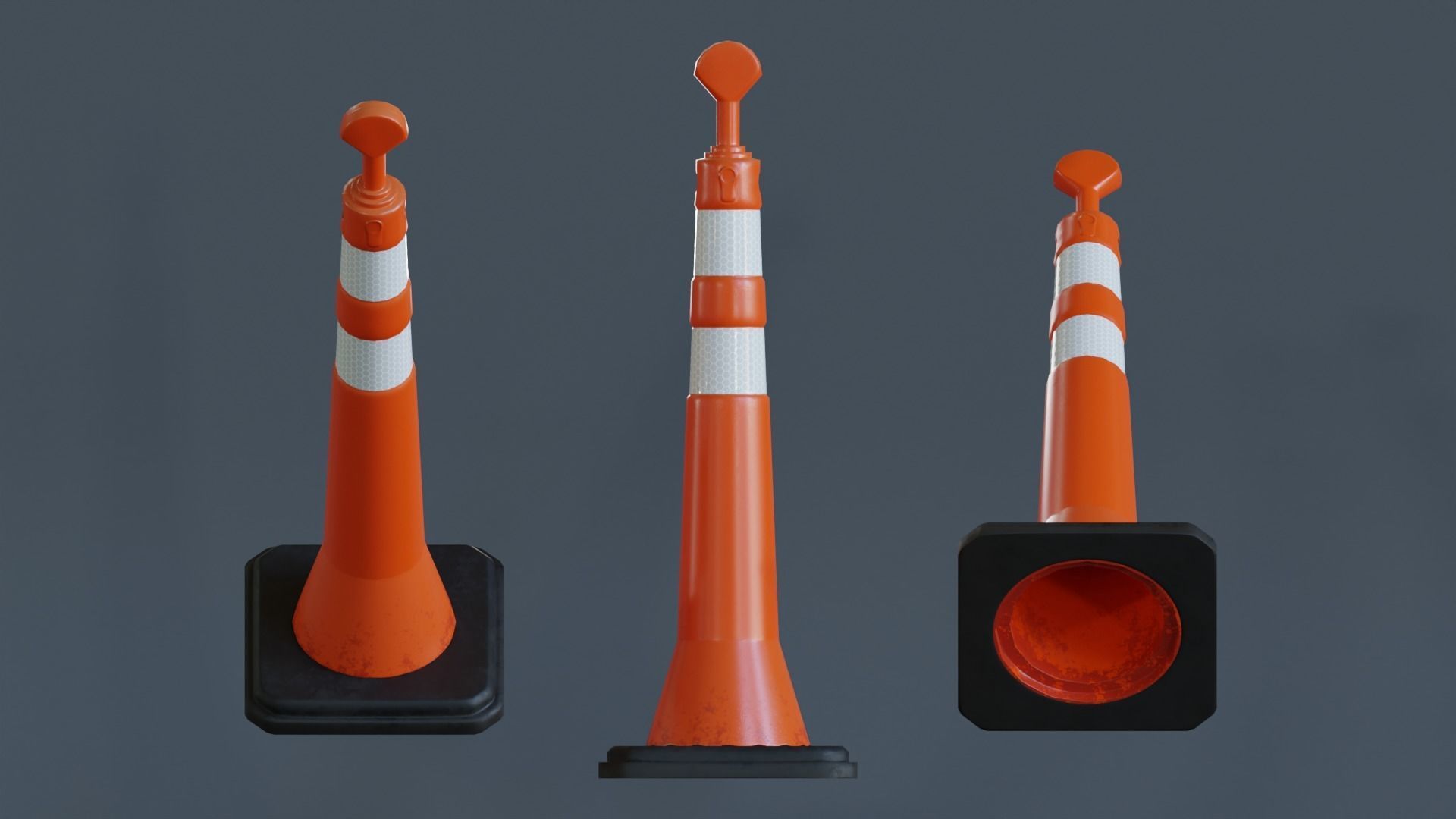 Cone Balizador T Low-poly 3D model_3