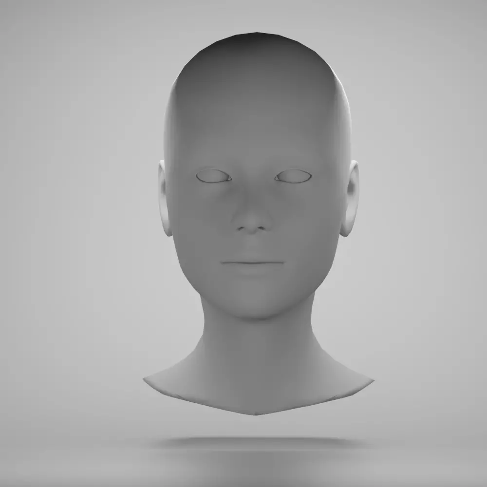 Female head base mesh 21 3D model_0