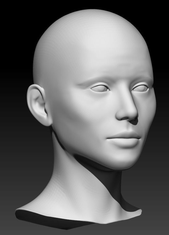 Female head base mesh 22 3D model_5