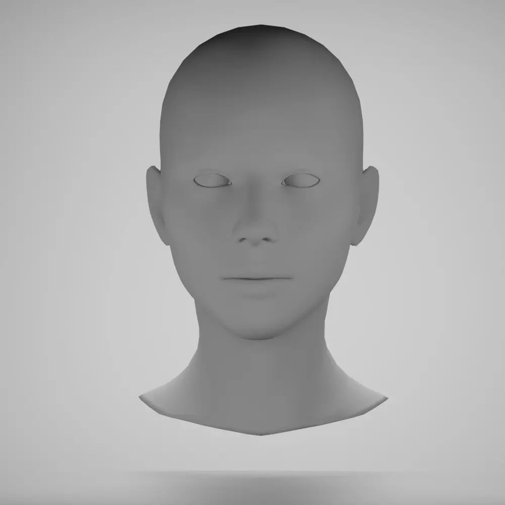 Female head base mesh 22 3D model_0