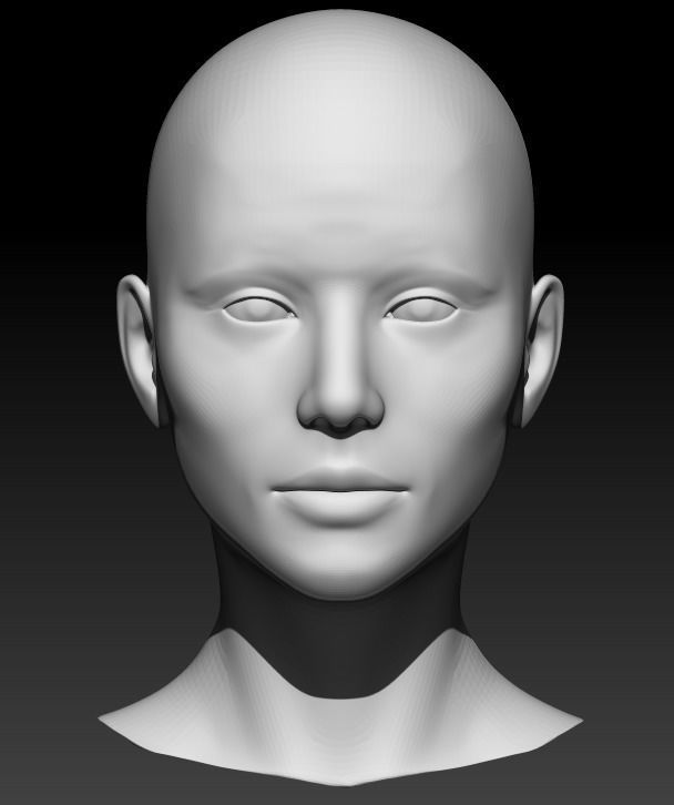 Female head base mesh 22 3D model_1