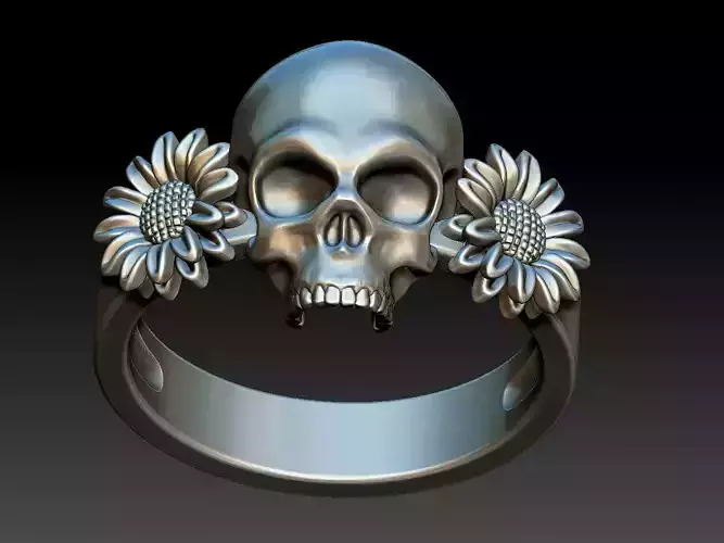 Sunflower Skull Ring  3D print model