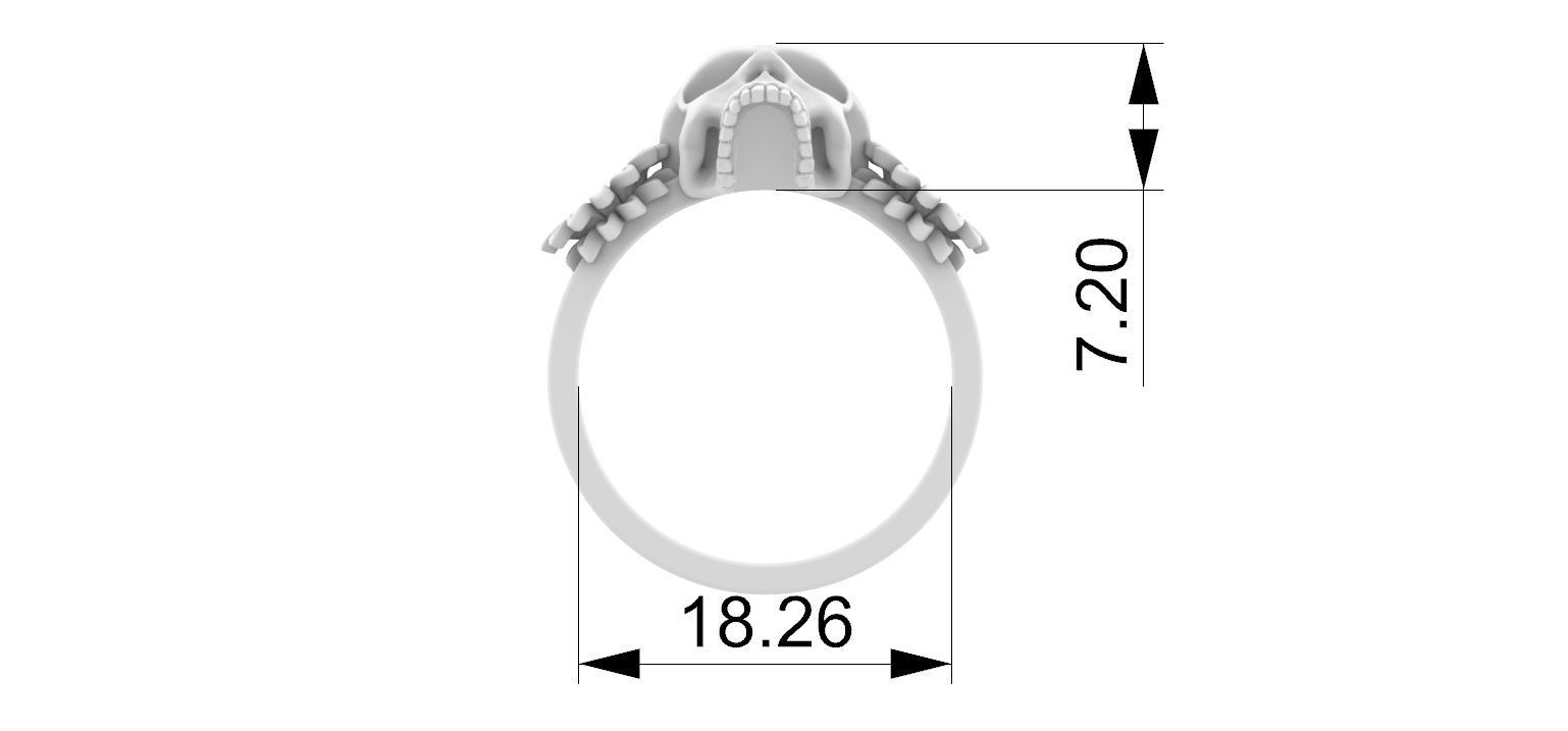 Sunflower Skull Ring  3D print model_3