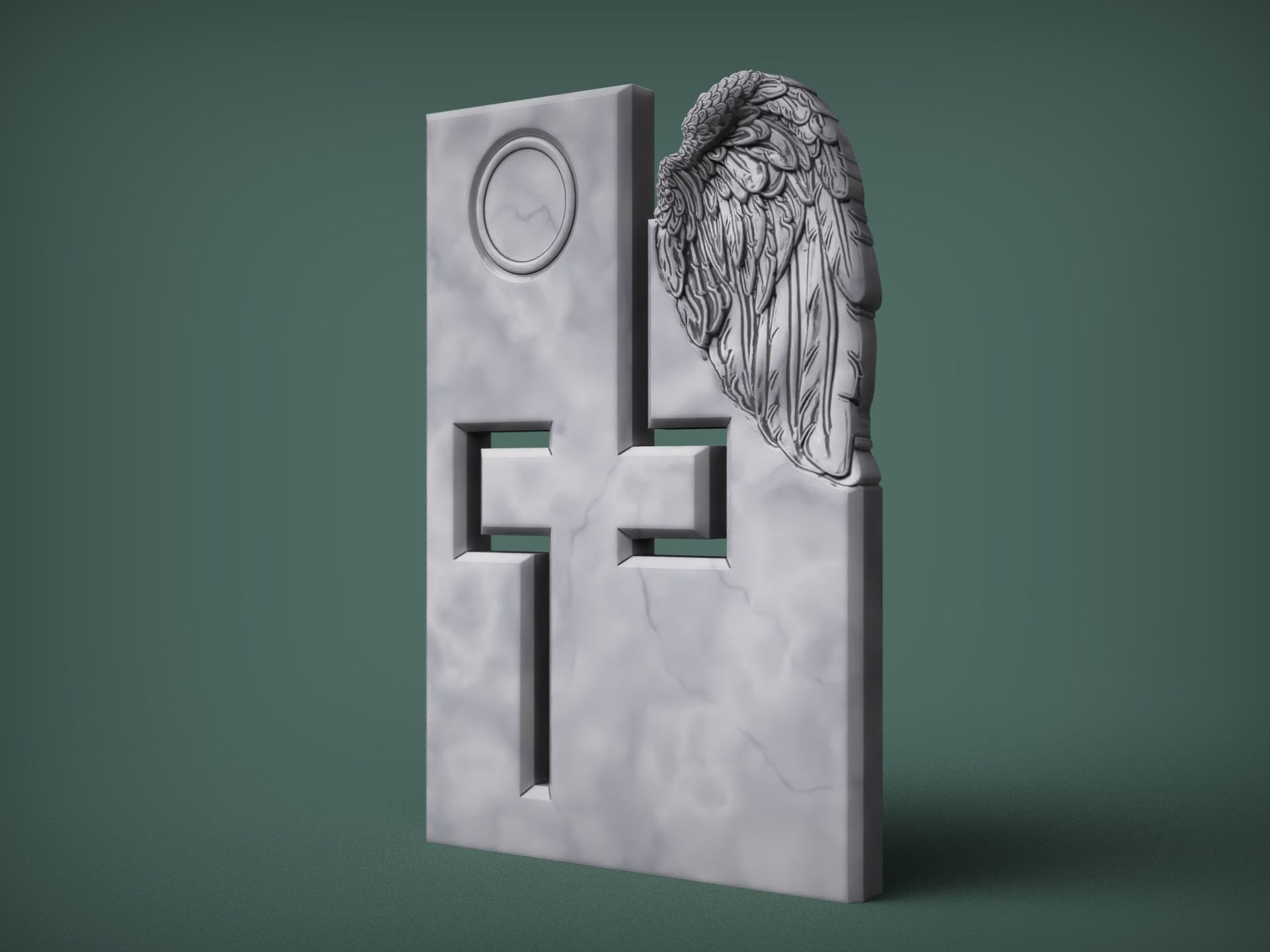 Memorial Tombstone with cross 3D print model_3