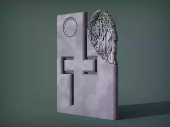 Memorial Tombstone with cross 3D print model