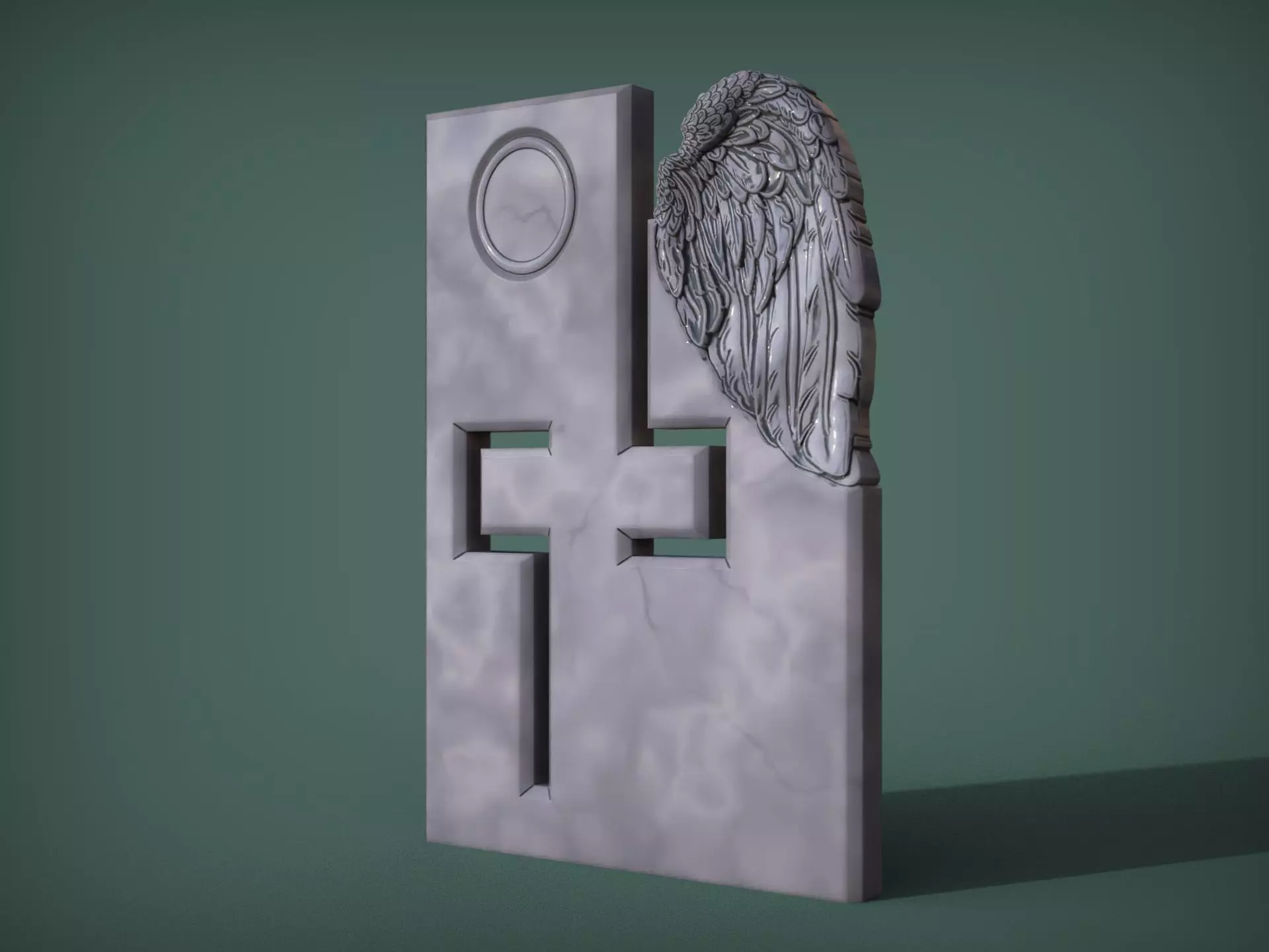 Memorial Tombstone with cross 3D print model_0