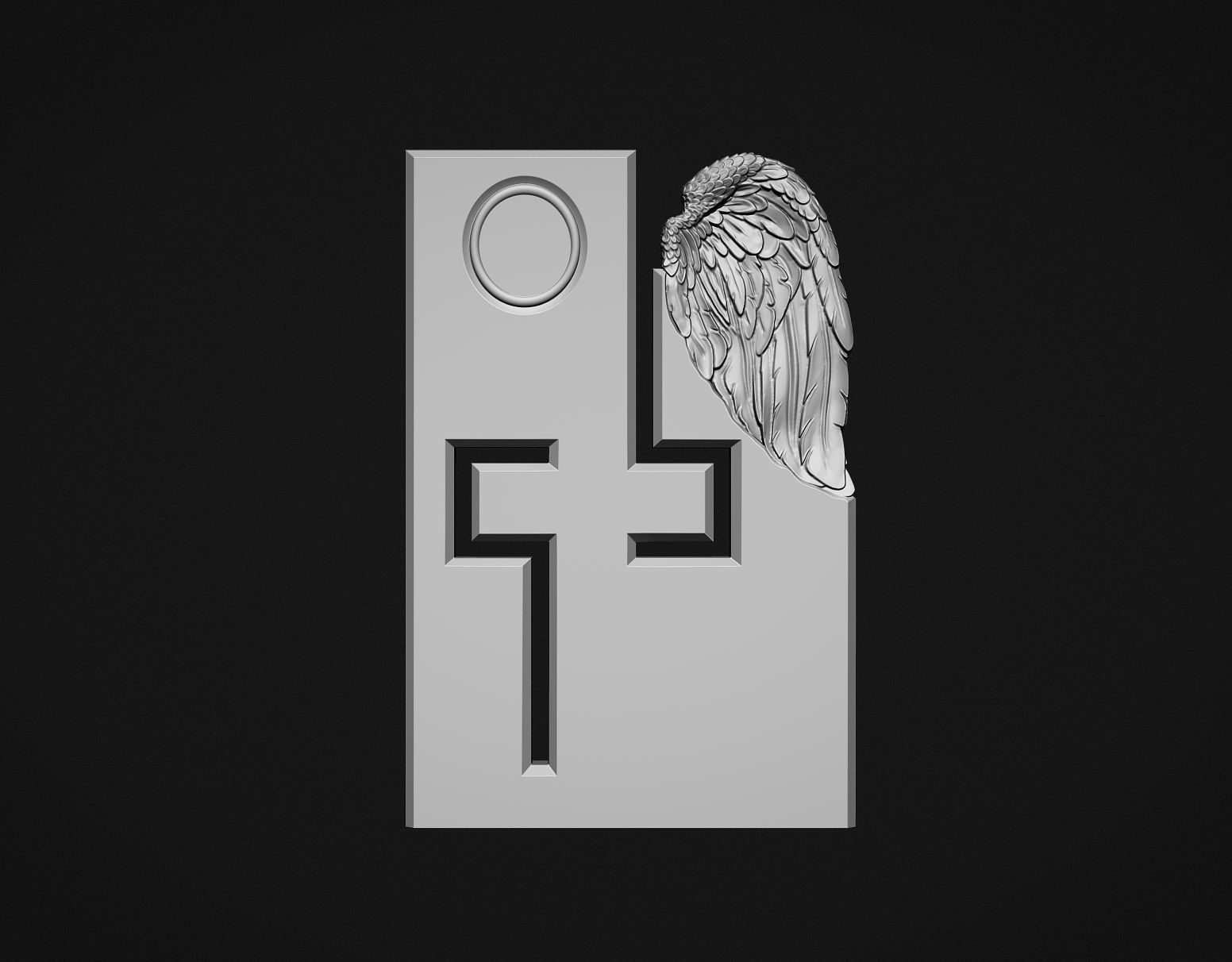 Memorial Tombstone with cross 3D print model_7