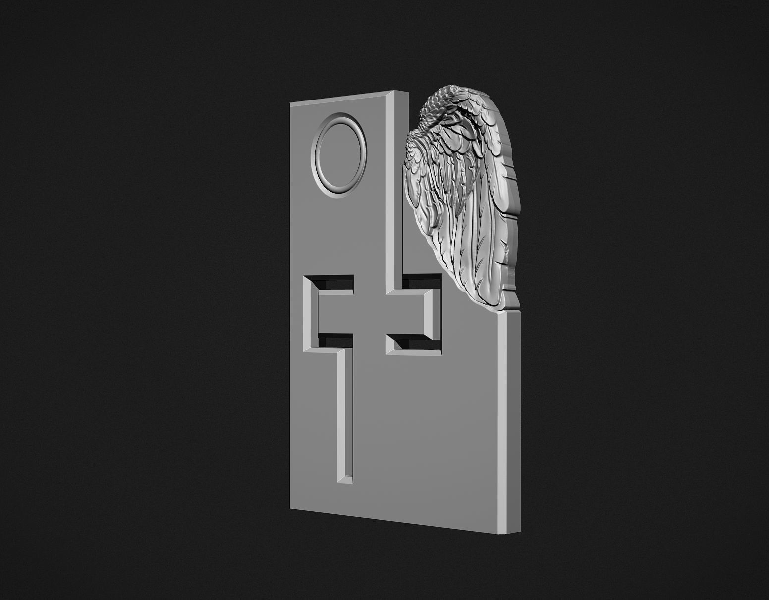 Memorial Tombstone with cross 3D print model_6