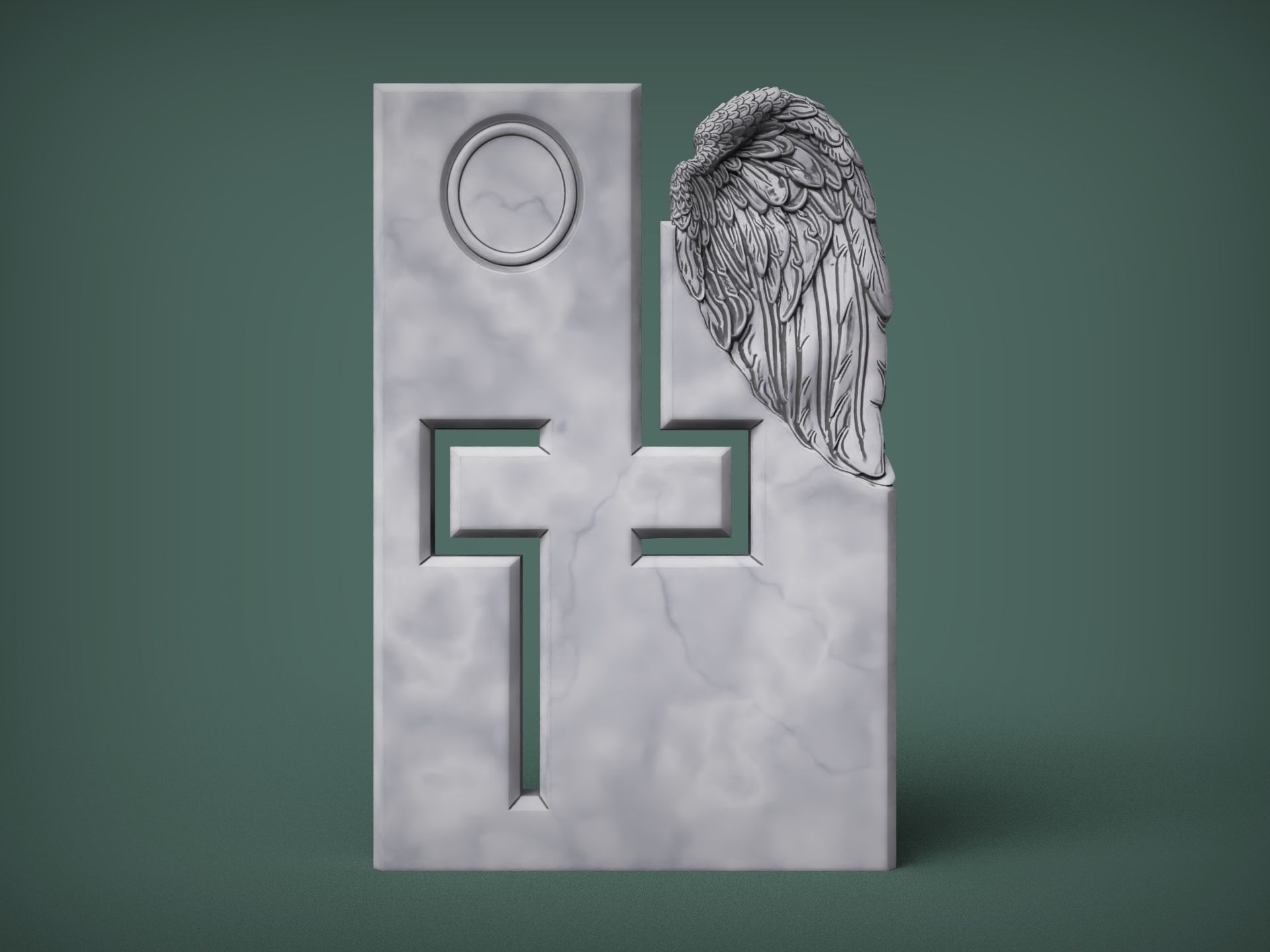 Memorial Tombstone with cross 3D print model_1