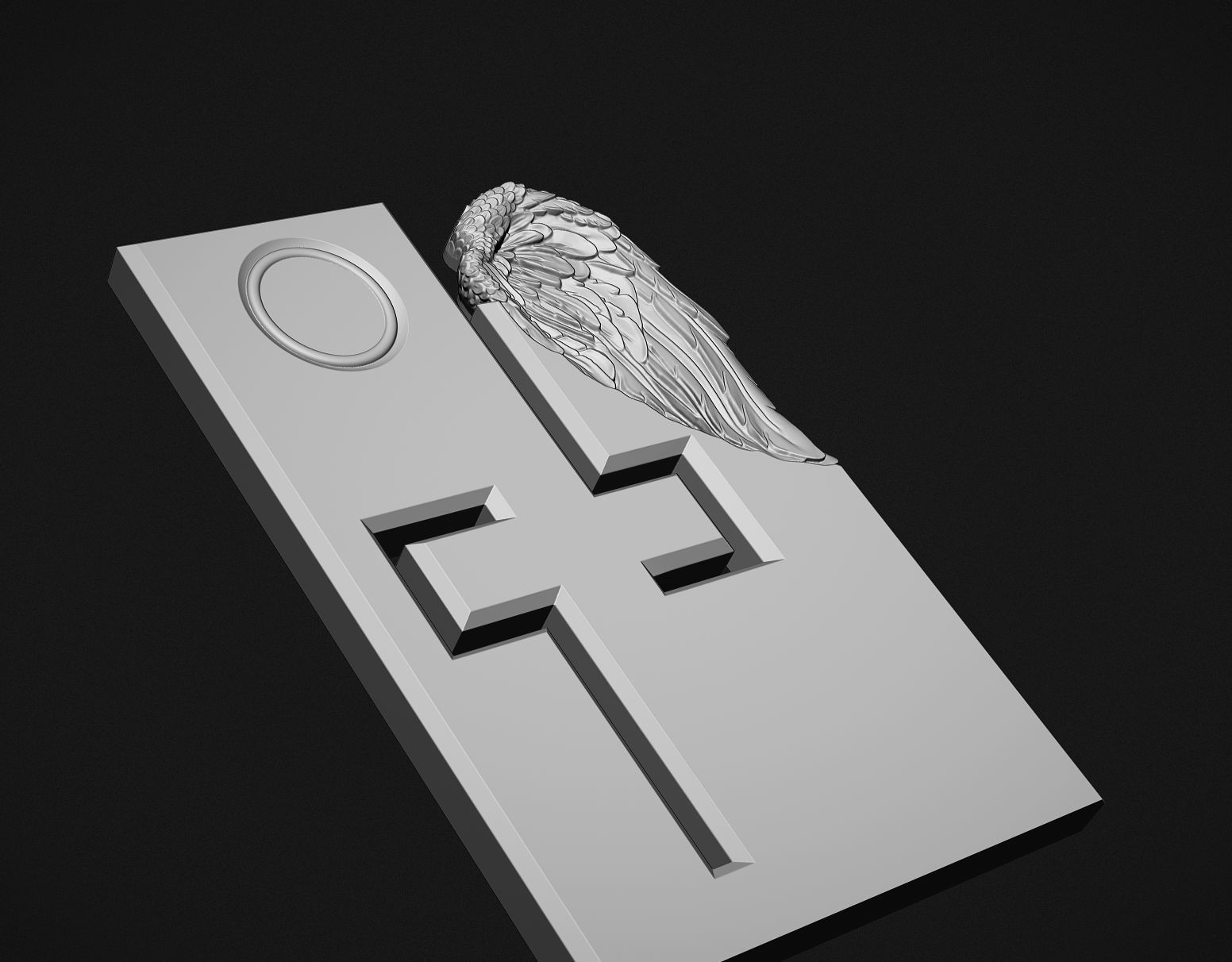 Memorial Tombstone with cross 3D print model_9