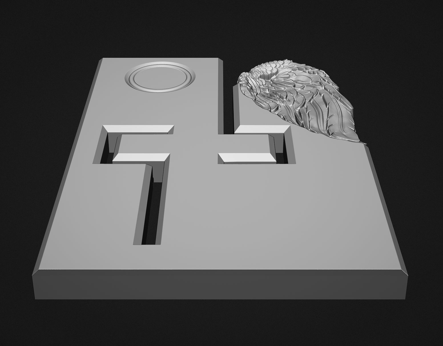 Memorial Tombstone with cross 3D print model_8