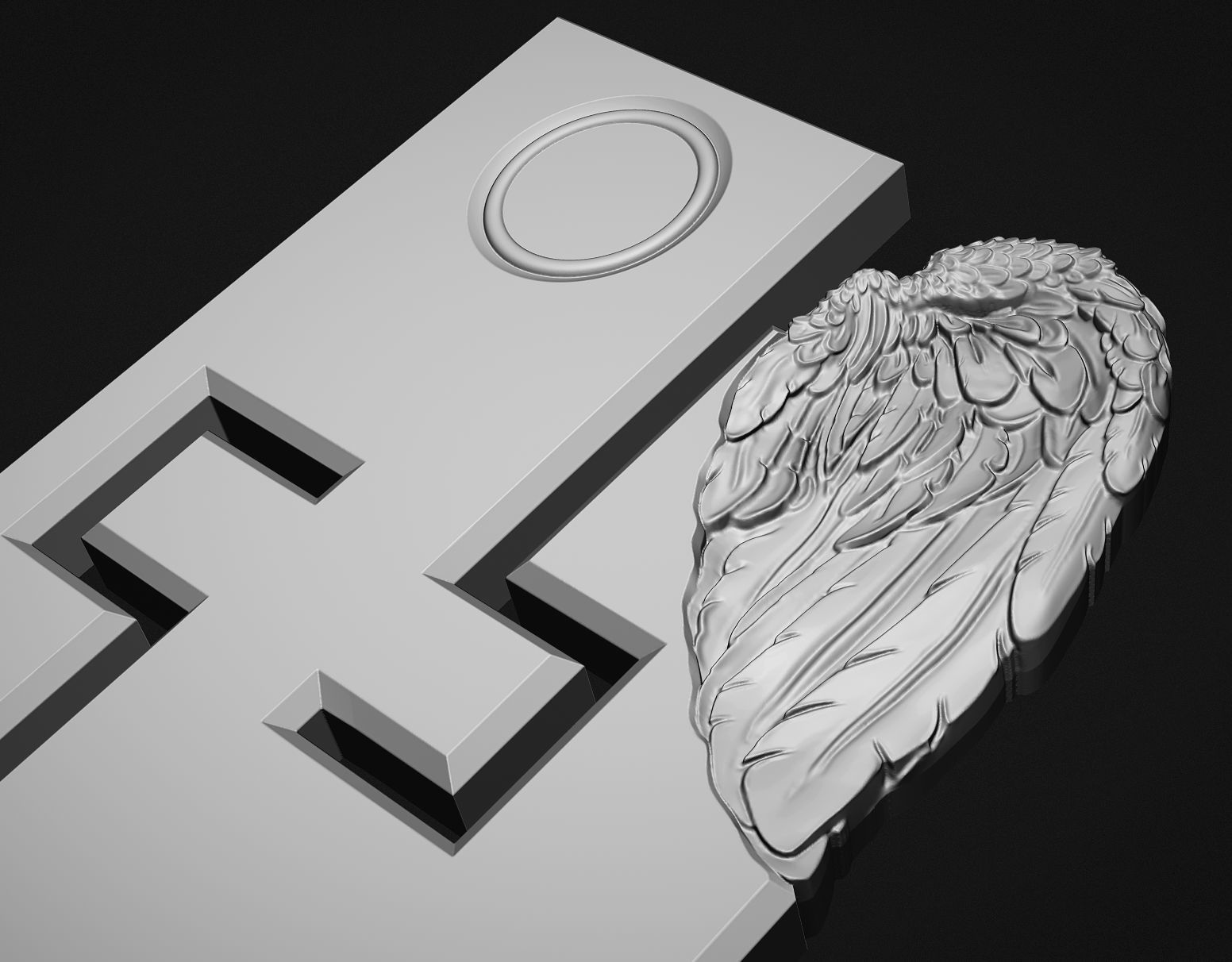 Memorial Tombstone with cross 3D print model_10