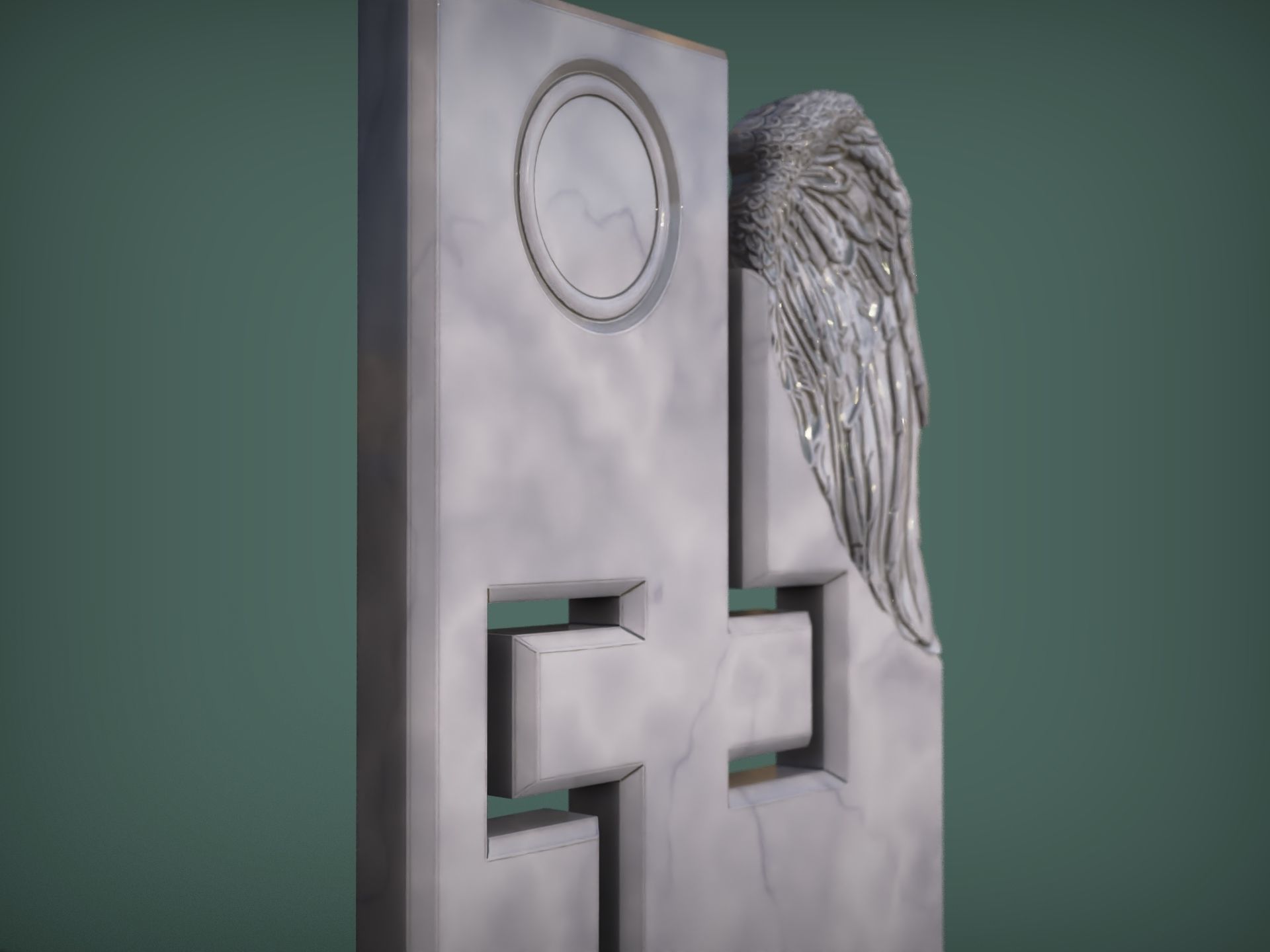 Memorial Tombstone with cross 3D print model_2
