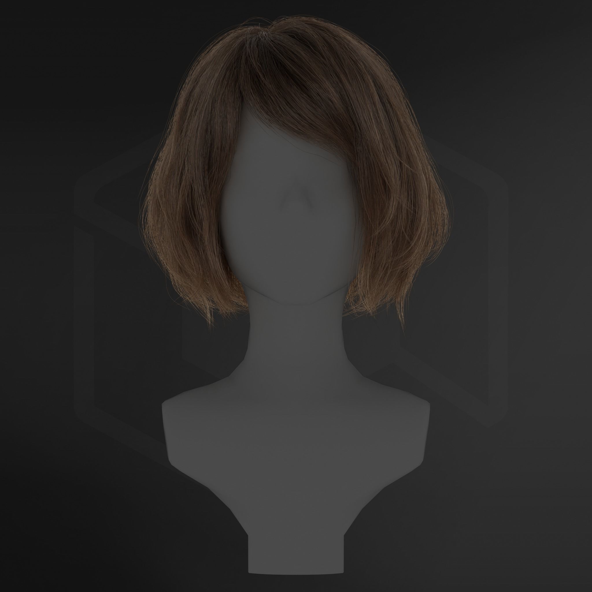 Game Hair - Metahuman- Realistic Hairstyle - Ashley  Low-poly 3D model_3