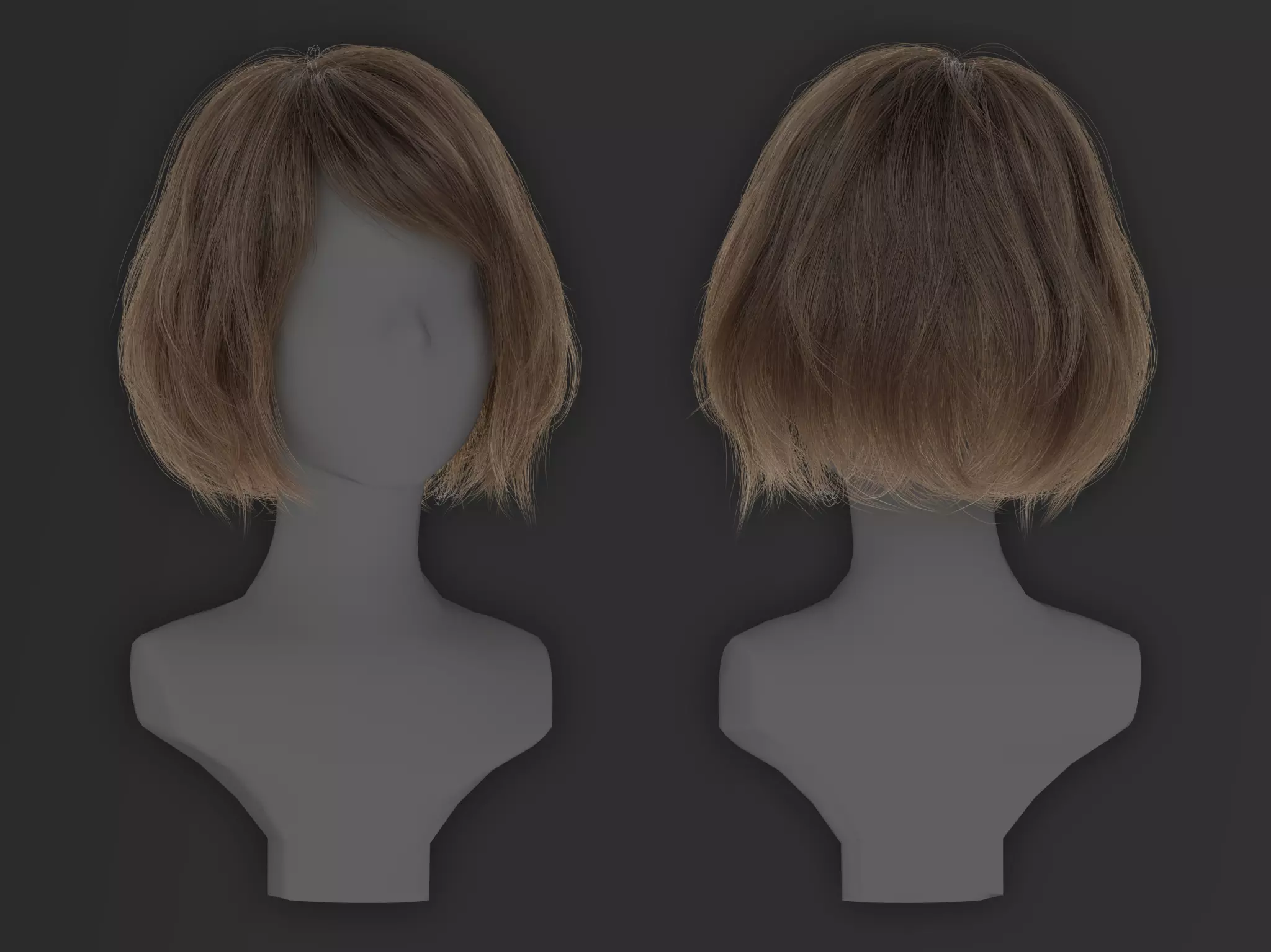 Game Hair - Metahuman- Realistic Hairstyle - Ashley  Low-poly 3D model_0