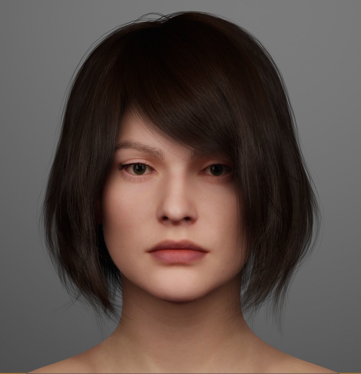 Game Hair - Metahuman- Realistic Hairstyle - Ashley  Low-poly 3D model_9