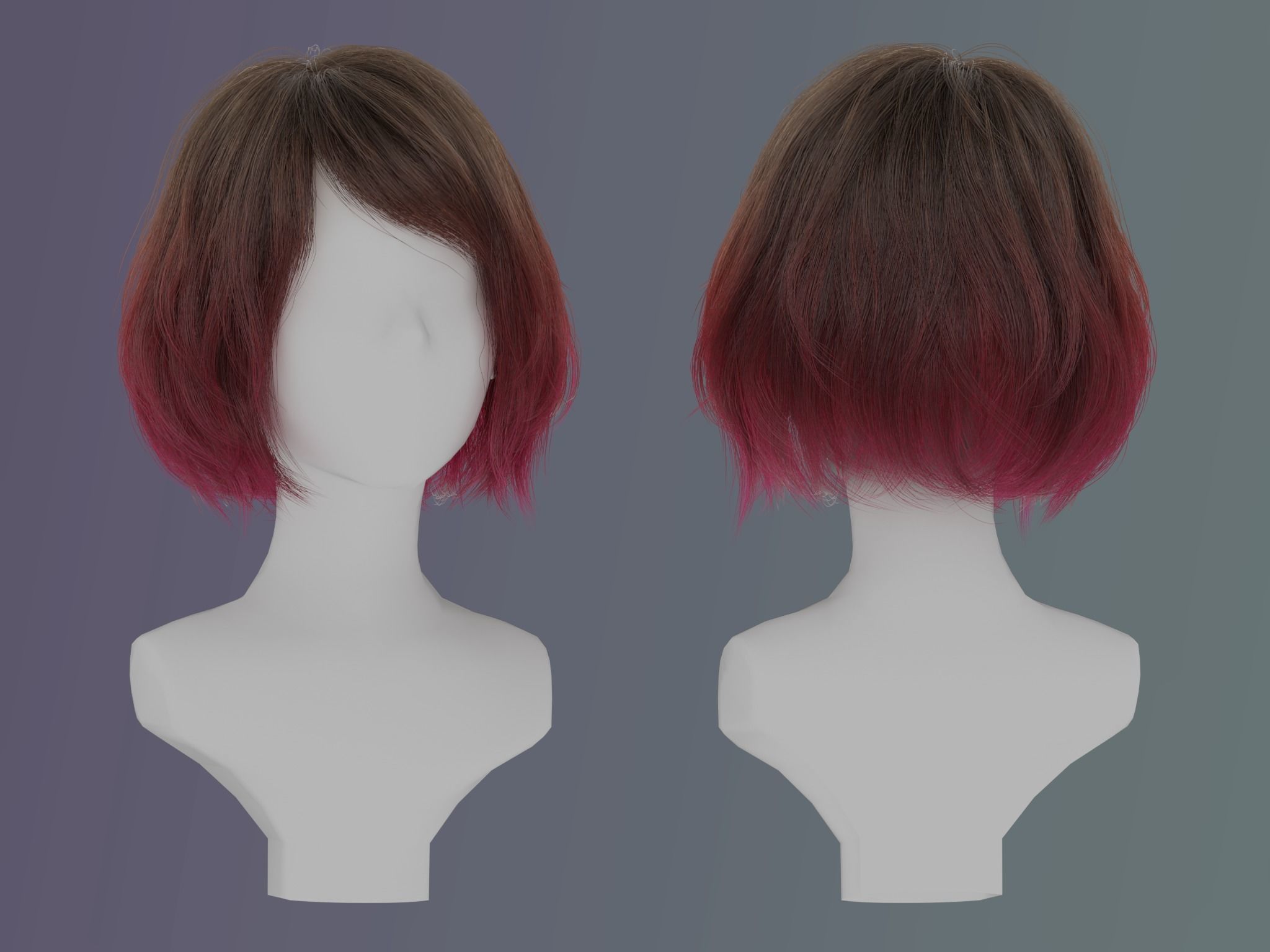 Game Hair - Metahuman- Realistic Hairstyle - Ashley  Low-poly 3D model_2