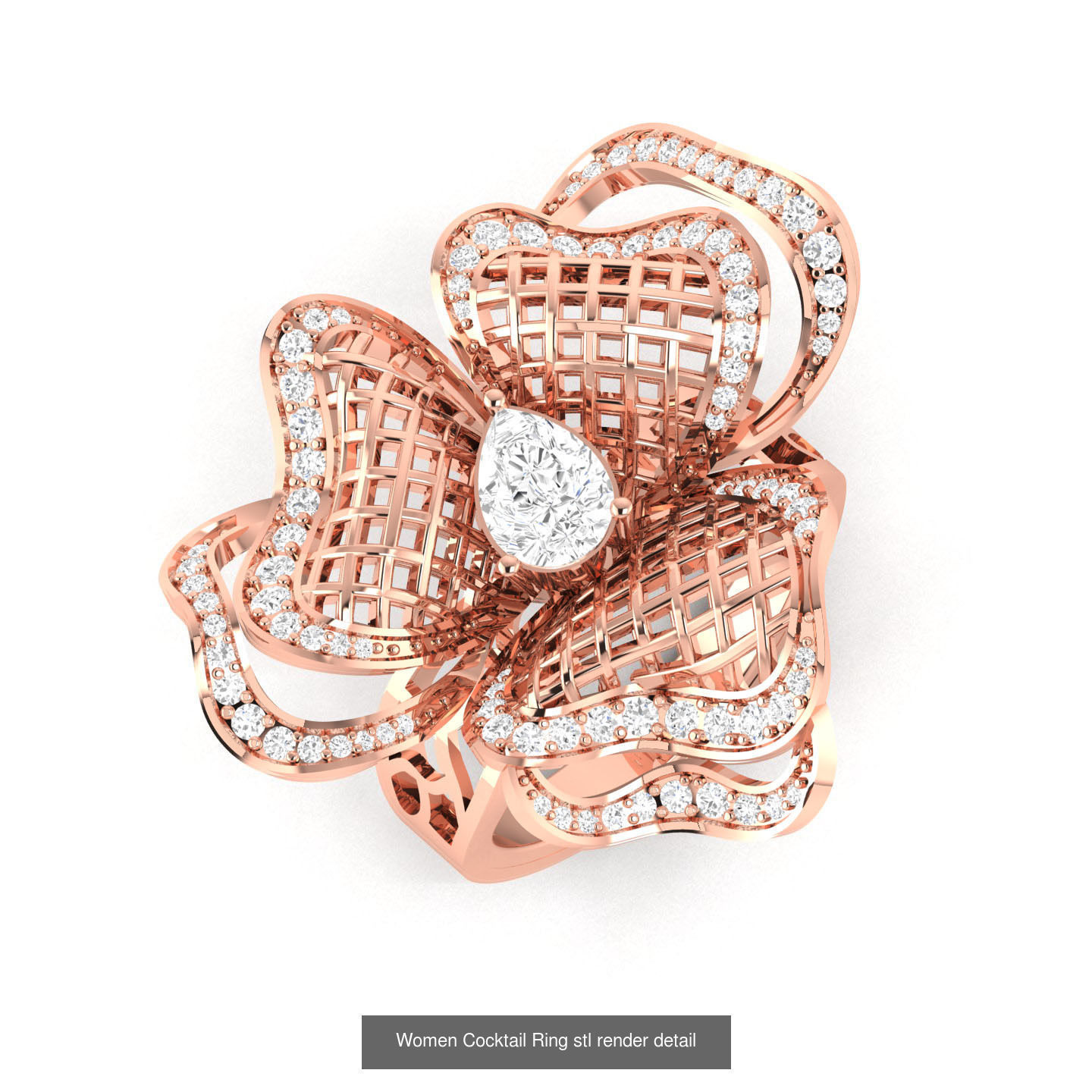 750 High Jewelry Cocktail Rings 3dm stl renders details  3D Model Collection_45