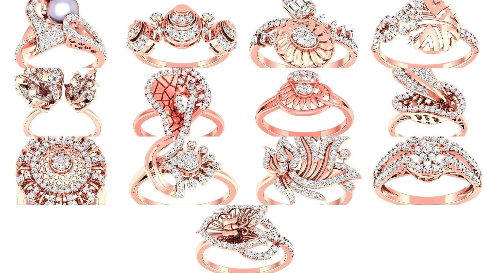 750 High Jewelry Cocktail Rings 3dm stl renders details  3D Model Collection_24