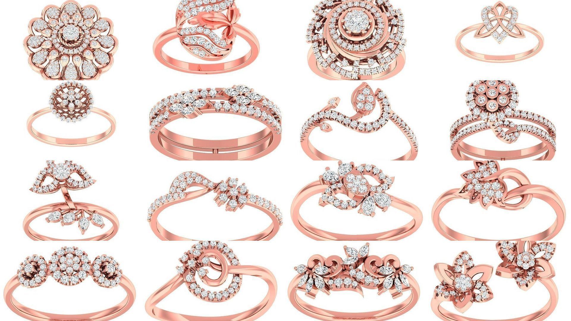 750 High Jewelry Cocktail Rings 3dm stl renders details  3D Model Collection_87