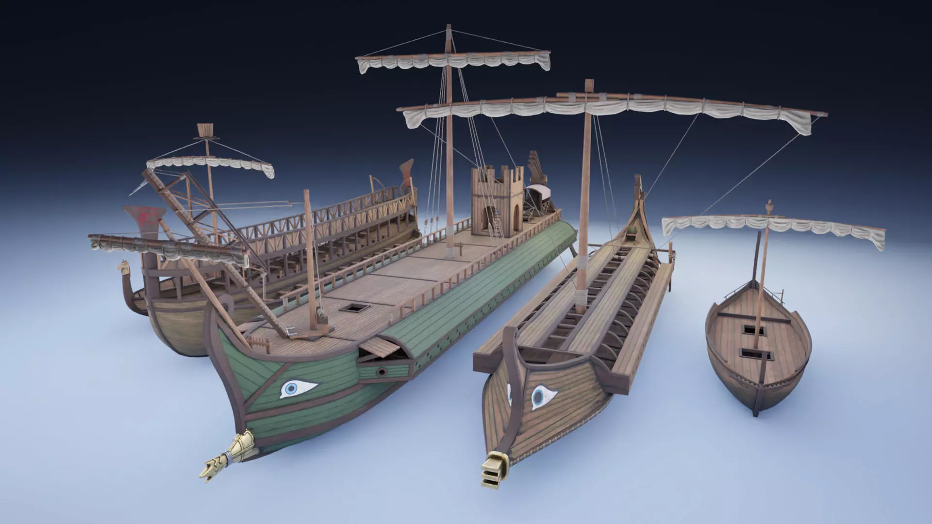 Ancient Ships Low-poly 3D model