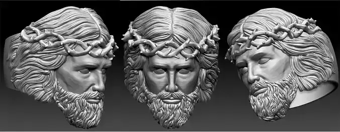 Jesus Face Ring 3D print model