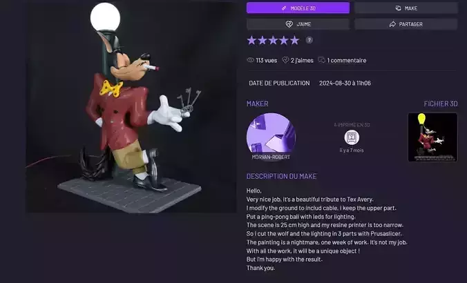 Tex Avery Slick Joe MCWolf  3D print model