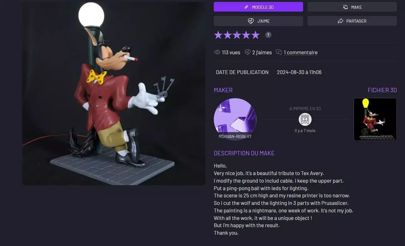 Tex Avery Slick Joe MCWolf 3D print model