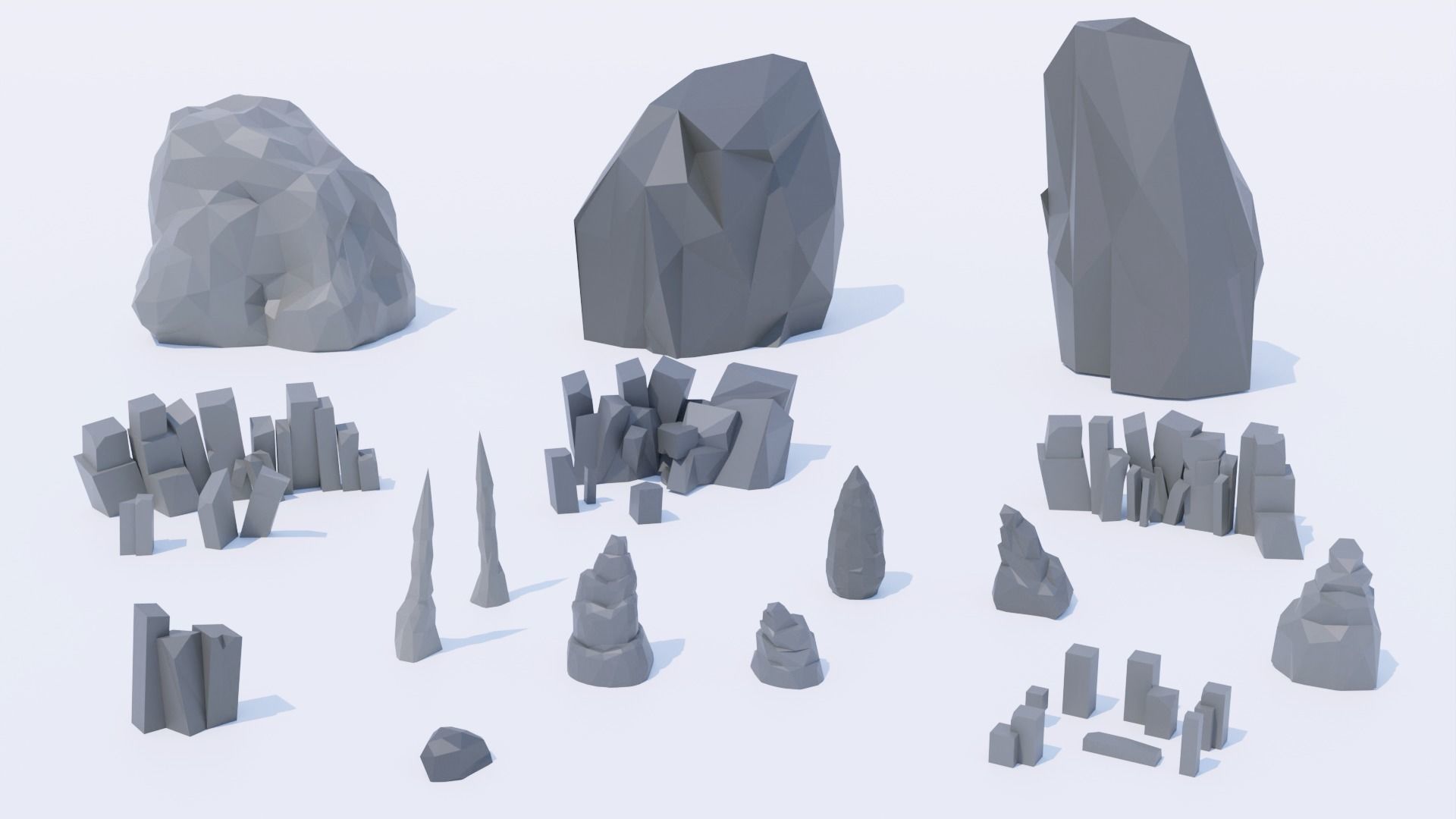 Pack 89 Rocks Low-Poly Low-poly 3D model_2
