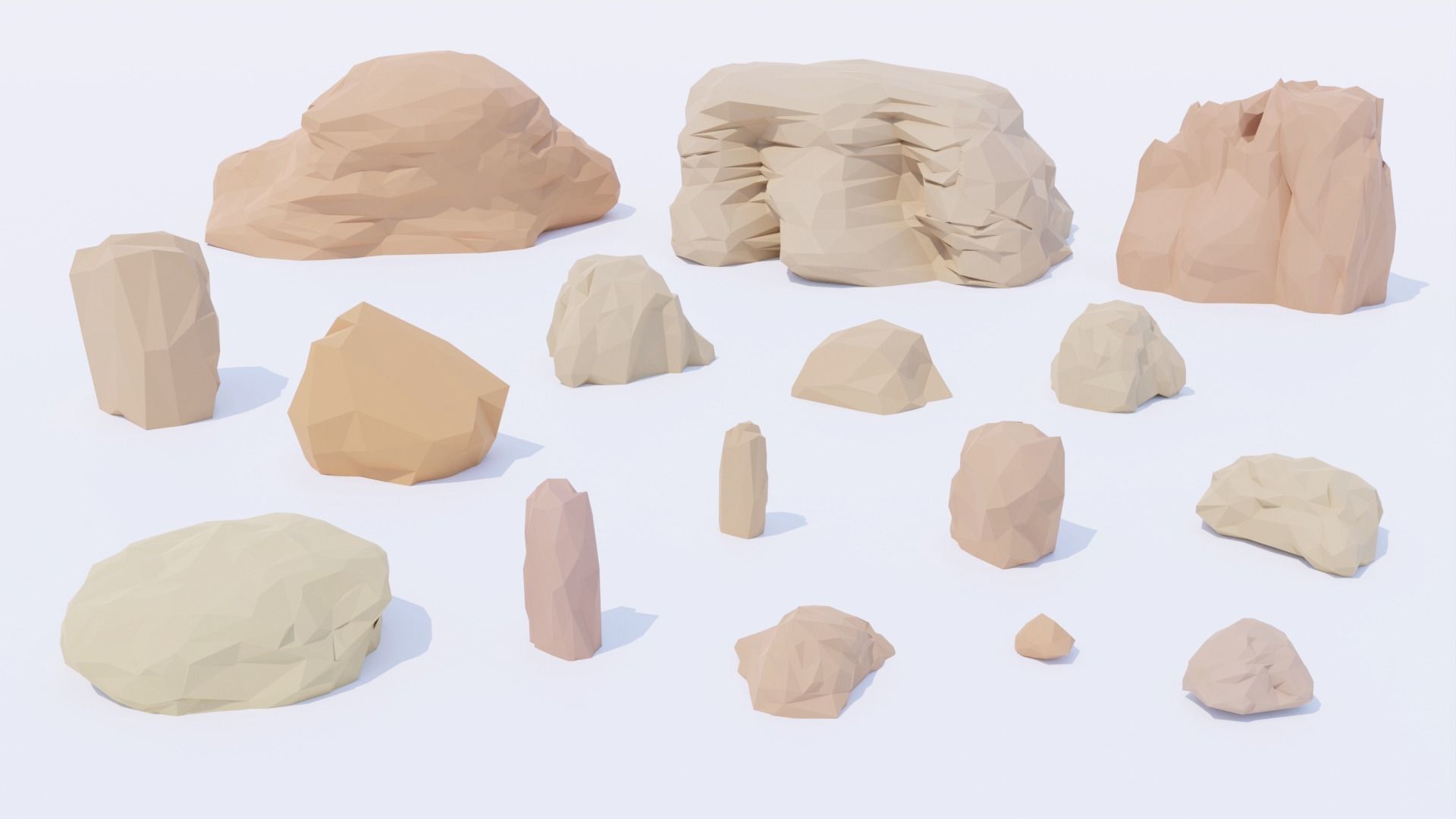 Pack 89 Rocks Low-Poly Low-poly 3D model_5