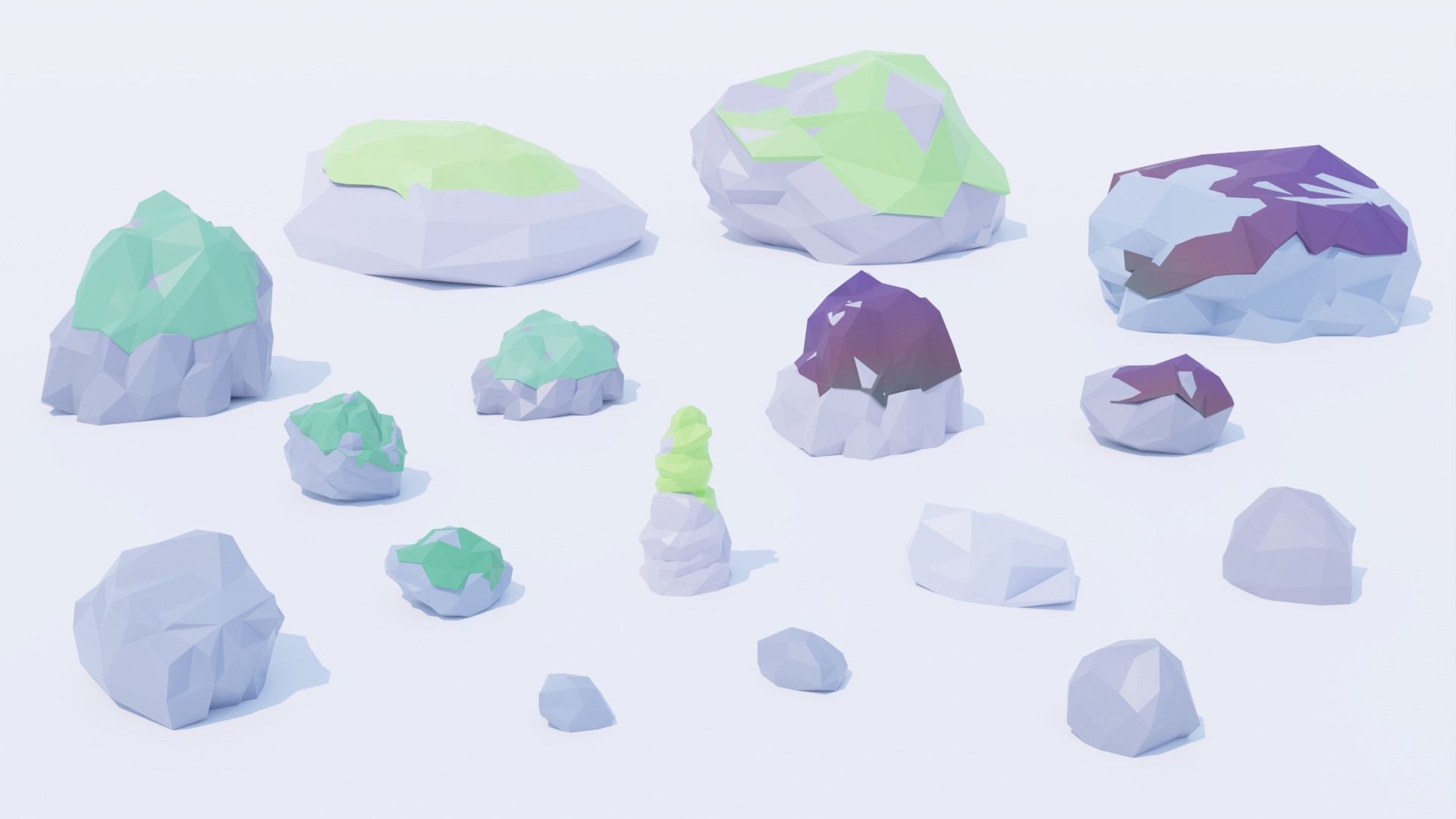 Pack 89 Rocks Low-Poly Low-poly 3D model_4