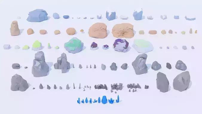 Pack 89 Rocks Low-Poly Low-poly 3D model